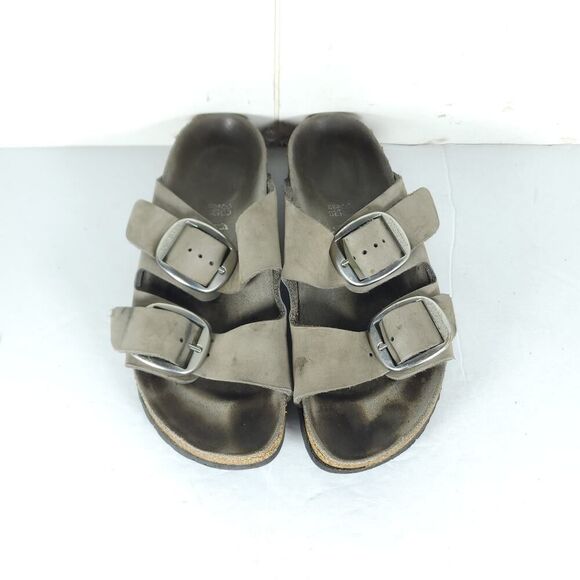 BIRKENSTOCK Women's Arizona Big Buckle US7 EU38 Gray Nubuck Slide Sandals Shoes - Picture 4 of 16